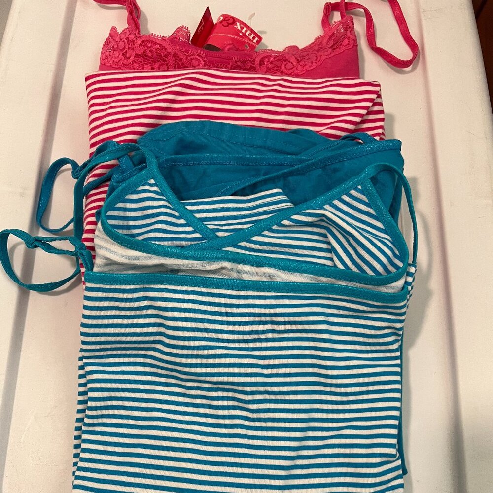 Woman’s Mix & Co. Cami’s 2X All 4 for $15 Blue Striped, Blue Solid & Pink Solid